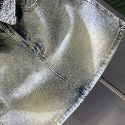 Y2K šviesiai mėlynas džinsinis sijonas