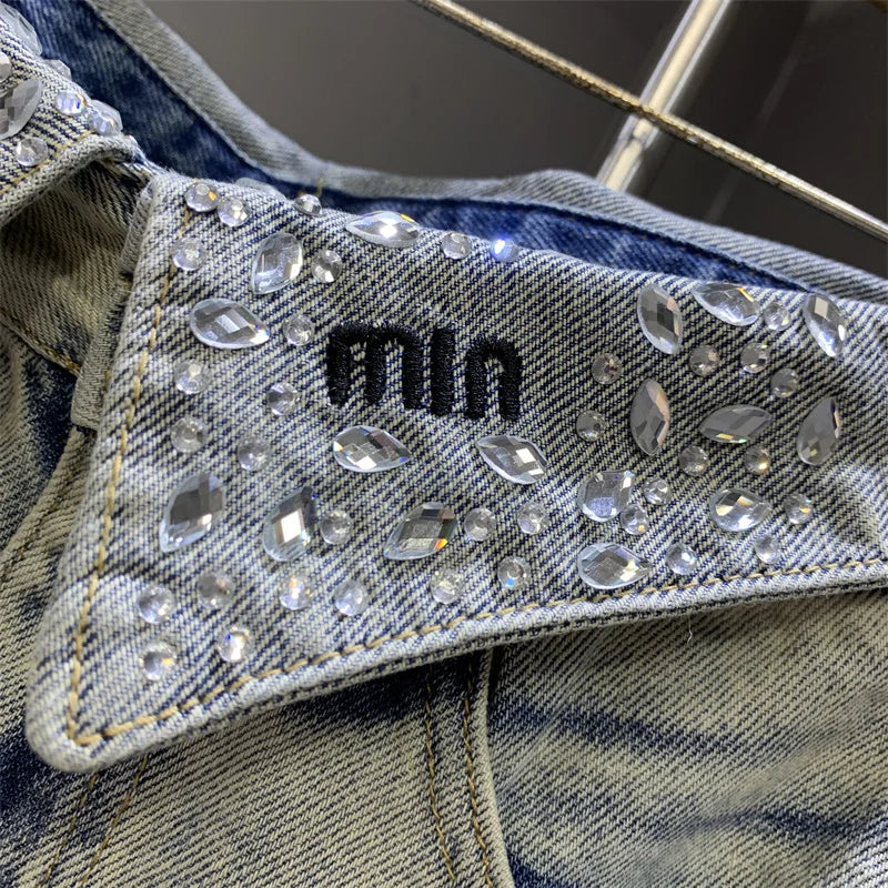 Y2K šviesiai mėlynas džinsinis sijonas