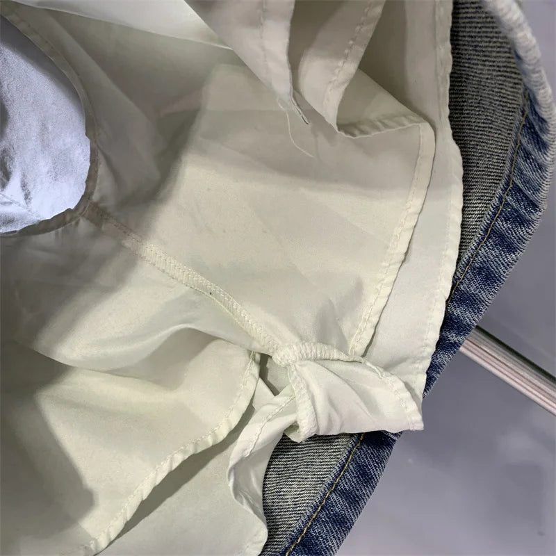 Y2K šviesiai mėlynas džinsinis sijonas