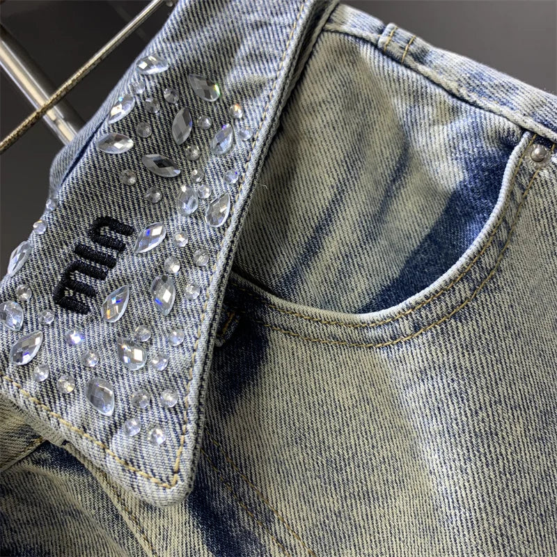 Y2K šviesiai mėlynas džinsinis sijonas