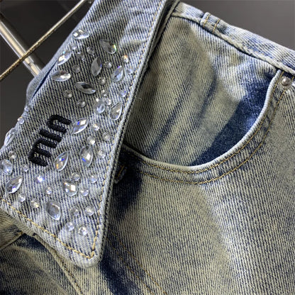 Y2K šviesiai mėlynas džinsinis sijonas